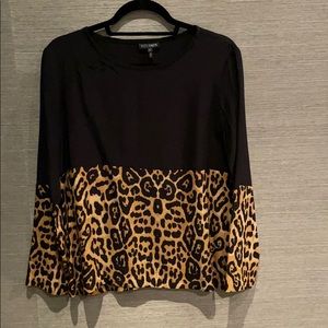 Intermix silk contrast leopard blouse